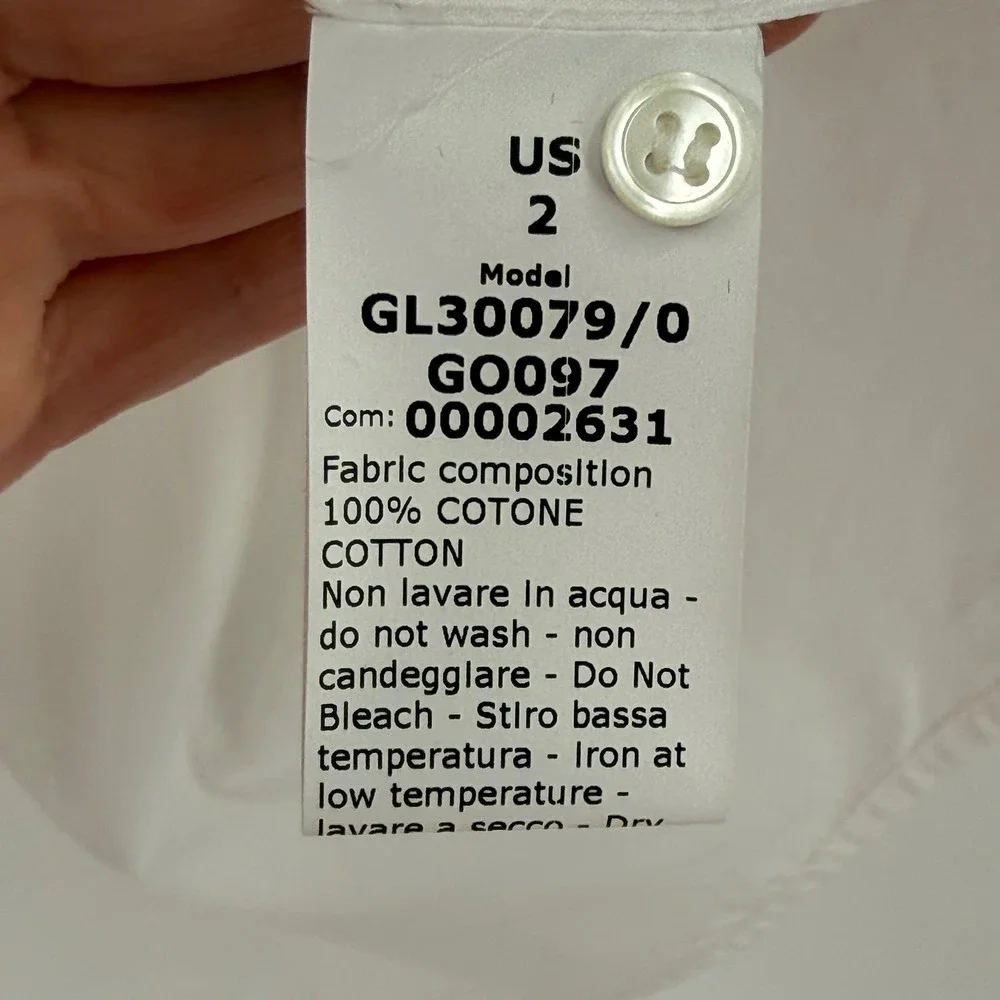 G. Label by Goop White Puff Sleeve V-Neck Cotton Blouse Italy Women Size 2 - Picture 5 of 6